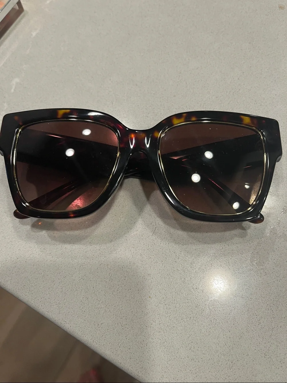 Tory Burch Tortoiseshell Square Sunglasses with Brown Lenses